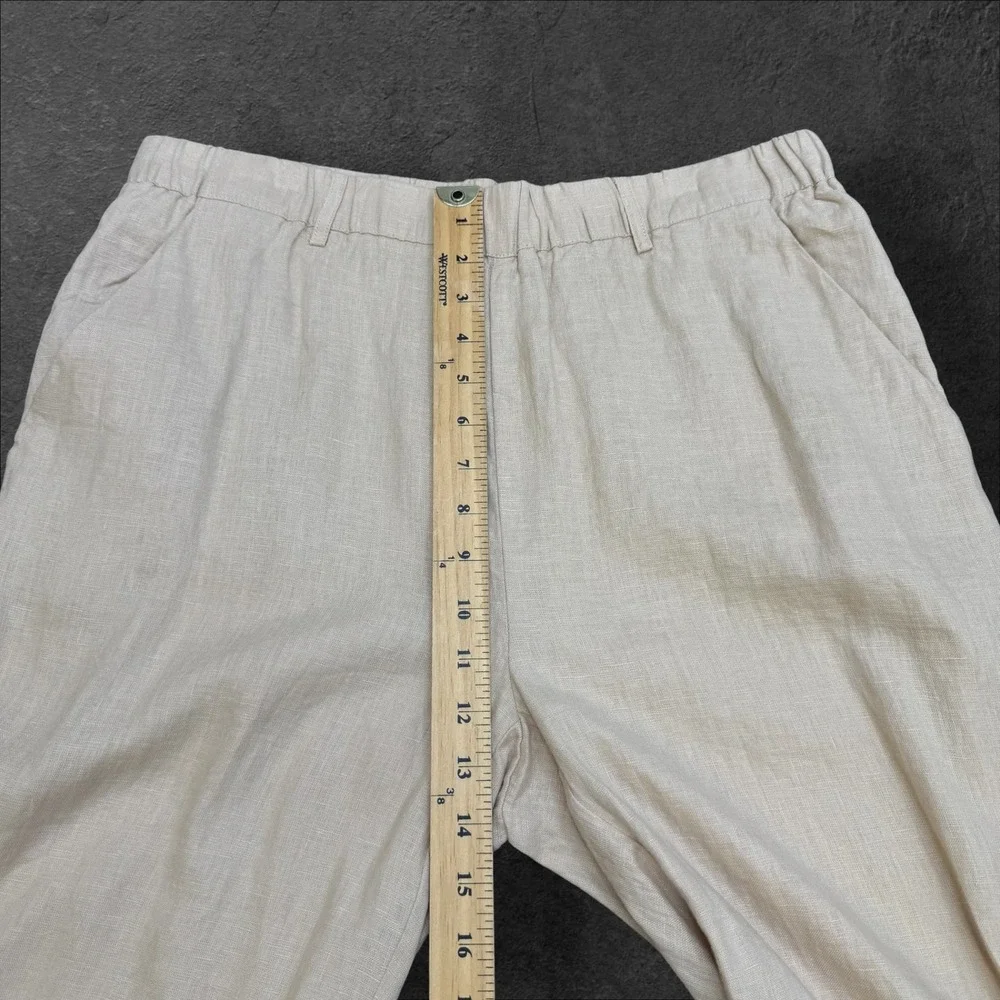 Quince Womens 100% European Linen Wide Leg Pants Driftwood Beige L 25in Inseam